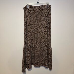 REFORMATION Maxi Skirt Cheetah Animal Print Tan Black Sz 10 Viscose Rayon